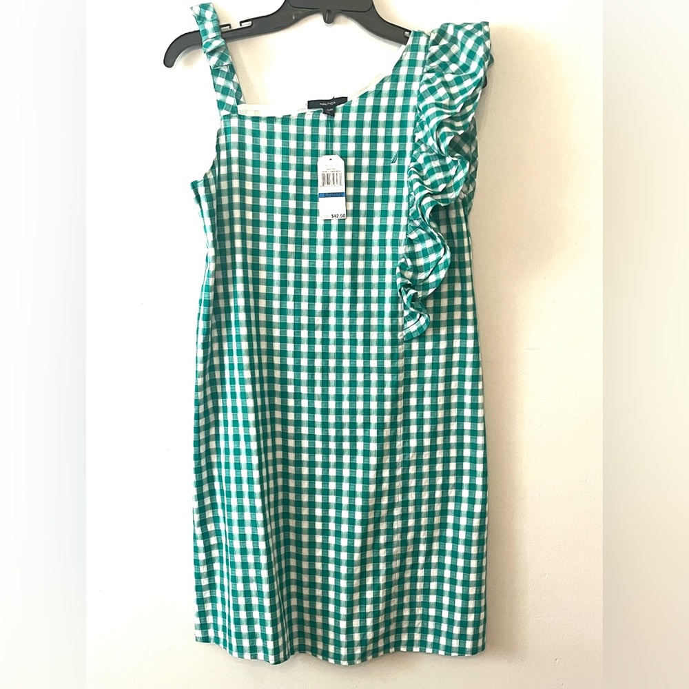 Nautica Green Checkered Kids Dress